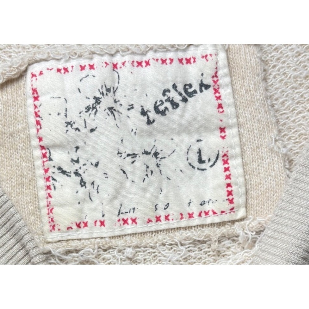 California Love Bear Sweatshirt Size L Cream Gray Graphic West Coast Pullover - Picture 3 of 3